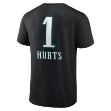 Jalen Hurts Philadelphia Eagles Team Wordmark Name & Number T-Shirt - Black