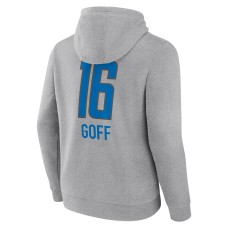 Jared Goff Detroit Lions Team Wordmark Player Name & Number Pullover Hoodie - Heather Gray