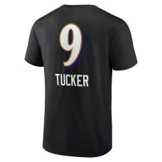 Justin Tucker Baltimore Ravens Team Wordmark Player Name & Number T-Shirt - Black