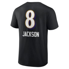 Lamar Jackson Baltimore Ravens Team Wordmark Name & Number T-Shirt - Black