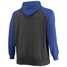 Los Angeles Rams Big & Tall Lightweight Raglan Pullover Hoodie - Royal/Heathered Charcoal