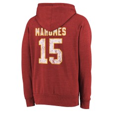 Patrick Mahomes Kansas City Chiefs Majestic Threads Name & Number Tri-Blend Pullover Hoodie - Red