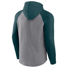 Philadelphia Eagles By Design Raglan Pullover Hoodie - Heathered Gray/Midnight Green