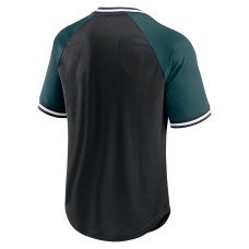 Philadelphia Eagles Second Wind Raglan V-Neck T-Shirt - Black/Midnight Green