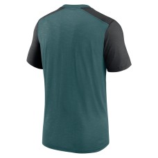 Philadelphia Eagles Nike Color Block Team Name T-Shirt - Heathered Midnight Green/Heathered Black