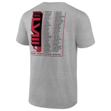 San Francisco 49ers 2023 NFC Champions Two-Sided Roster Big & Tall T-Shirt - Heather Gray