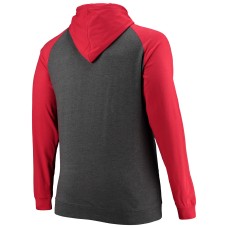 Tampa Bay Buccaneers Big & Tall Lightweight Raglan Pullover Hoodie - Red/Heathered Charcoal