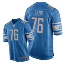 Men's Detroit Lions #76 Blue T.J. Lang Nike Game Jersey