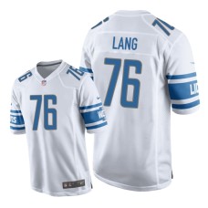 Men's Detroit Lions #76 White T.J. Lang Nike Game Jersey