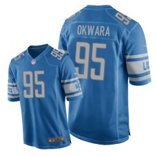 Men's Detroit Lions #95 Blue Romeo Okwara Nike Game Jersey