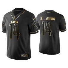 Men's Detroit Lions #14 Golden Edition Vapor Limited Lions Amon-Ra St. Brown Black Jersey