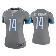 Women's Detroit Lions #14 Color Rush Legend Amon-Ra St. Brown Steel Jersey