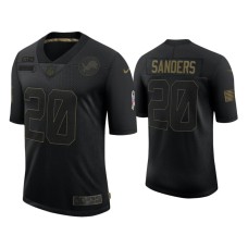 Men's Detroit Lions #20 Barry Sanders Black 2020 Salute to Service Limited Jersey