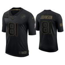 Men's Detroit Lions #81 Calvin Johnson Black 2020 Salute to Service Limited Jersey