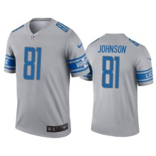 Men's Detroit Lions #81 Calvin Johnson Gray Inverted Legend Jersey