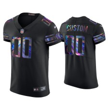 Men's Detroit Lions #00 Custom Black Golden Edition Holographic Jersey