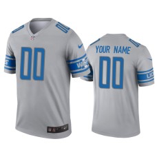 Men's Detroit Lions #00 Custom Gray Inverted Legend Jersey