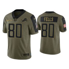 Men's Detroit Lions #80 Darren Fells Olive 2021 Salute To Service Limited Jersey