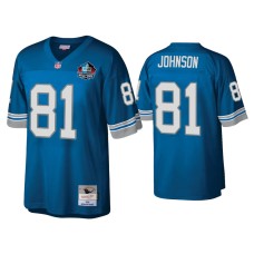 Men's Detroit Lions #81 Calvin Johnson Blue Hall of Fame Patch Legacy Replica Jersey