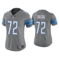 Women's Detroit Lions #72 Color Rush Limited Halapoulivaati Vaitai Steel Jersey