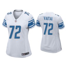 Women's Detroit Lions #72 Halapoulivaati Vaitai White Game Jersey