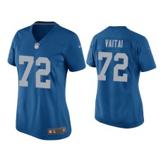 Women's Detroit Lions #72 Halapoulivaati Vaitai Blue Throwback Game Jersey