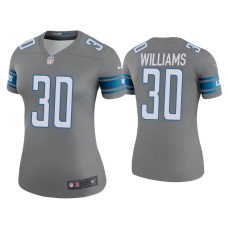 Women's Detroit Lions #30 Color Rush Legend Jamaal Williams Steel Jersey