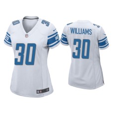 Women's Detroit Lions #30 Jamaal Williams White Game Jersey