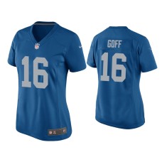 Women's Detroit Lions #16 Jared Goff Blue Throwback Game Jersey