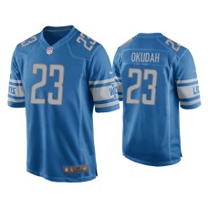 Men's Detroit Lions #23 Jeff Okudah Blue Game Jersey