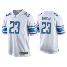 Men's Detroit Lions #23 Jeff Okudah White Game Jersey