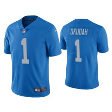 Men's Detroit Lions #1 Jeff Okudah Vapor Limited Blue Jersey