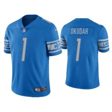 Men's Detroit Lions #1 Jeff Okudah Vapor Limited Light Blue Jersey