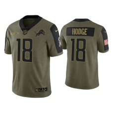 Men's Detroit Lions #18 KhaDarel Hodge Olive 2021 Salute To Service Limited Jersey