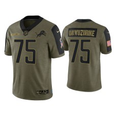 Men's Detroit Lions #75 Levi Onwuzurike Olive 2021 Salute To Service Limited Jersey