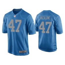 Men's Detroit Lions #34 Alex Anzalone Blue Throwback Game Jersey