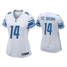 Women's Detroit Lions #14 Amon-Ra St. Brown White Game Jersey