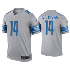 Men's Detroit Lions #14 Amon-Ra St. Brown Gray Inverted Legend Jersey