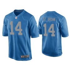 Men's Detroit Lions #14 Amon-Ra St. Brown Blue Throwback Game Jersey