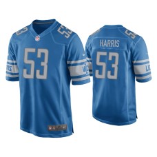 Men's Detroit Lions #53 Charles Harris Blue Game Jersey