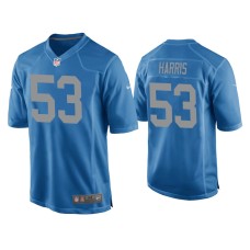 Men's Detroit Lions #53 Charles Harris Blue Throwback Game Jersey