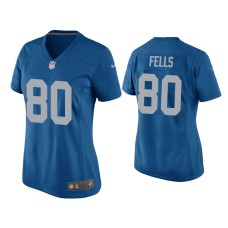 Women's Detroit Lions #80 Darren Fells Blue Throwback Game Jersey