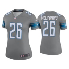 Women's Detroit Lions #26 Color Rush Legend Ifeatu Melifonwu Steel Jersey