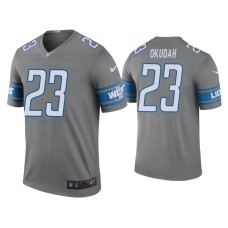 Men's Detroit Lions #23 Color Rush Legend Jeff Okudah Steel Jersey