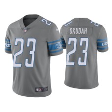 Men's Detroit Lions #23 Color Rush Limited Jeff Okudah Steel Jersey