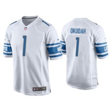 Men's Detroit Lions #1 Jeff Okudah White Game Jersey