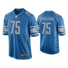 Men's Detroit Lions #75 Levi Onwuzurike Blue Game Jersey