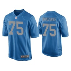 Men's Detroit Lions #75 Levi Onwuzurike Blue Throwback Game Jersey