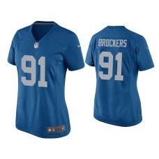 Women's Detroit Lions #91 Michael Brockers Blue Throwback Game Jersey