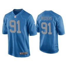 Men's Detroit Lions #91 Michael Brockers Blue Throwback Game Jersey